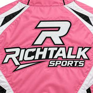 Men's Pink Windproof <b>Racer</b> <b>Jacket</b> Stand Collar Zipper Front Logo Color Blocking Sporty Style Autumn Wear - Product Image 5