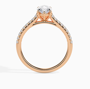 Anillo de Compromiso con Diamante Cultivado en Laboratorio, Corte Marquise, 1.10 CTW, Certificado IGI, Oro Sólido de 14K, Banda Pavé, Anillo Solitario para Mujer - Product Image 2