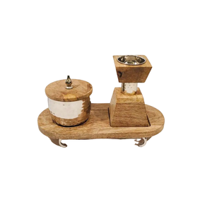 Brûleur d'encens sphérique de luxe en bois avec couvercle en laiton perforé et base ronde, porte-encens aromatique - Product Image 6