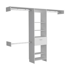 Manchester sistema di armadio 250 cinque ripiani aperti un cassetto tre aste di metallo soluzione armadio bianco - Product Image 6