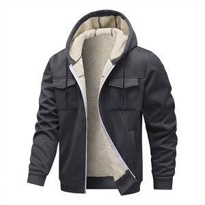 Custom Logo Unisex Oversized Bomber <b>Jacket</b> Hooded Sherpa Lined Waterproof <b>Zip</b> <b>up</b> Streetwear Outdoor Winter Casual Coat - Product Image 4