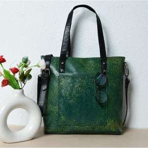 Maletín para Portátil de Cuero Verde, Gran Capacidad, Impermeable, Resistente, Bolsa de Viaje para Adultos, Uso en Picnic y Camping - Product Image 5