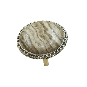 จี้หินแจสเปอร์ธรรมชาติทรงรีแบบคาโบชอง ทำด้วยมือจากเงินแท้ 925  เครื่องประดับสไตล์วินเทจโบโฮ ของขวัญสำหรับผู้หญิง - Product Image 1