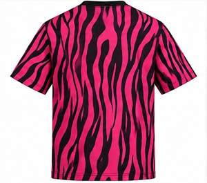 เสื้อยืดพิมพ์ลายสัตว์สีชมพูสำหรับผู้ชาย แขนสั้น คอกลม สไตล์สปอร์ต - Product Image 2