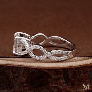 2CT Asscher Cut Lab Grown Diamond <b>Ring</b> IGI Certified <b>Split</b> Twist Pave Engagement <b>Ring</b> 10K White Gold - Product Image 2