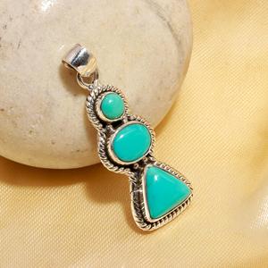 Pendentif en turquoise naturelle de qualité supérieure, argent sterling, turquoise d'Arizona, idéal pour les fêtes, prix d'usine, bijoux en gros - Product Image 1