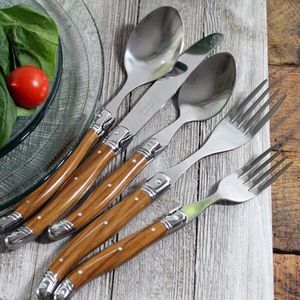 Elegante Juego de Cubiertos de Acero Inoxidable con Mango de Madera, Colección de Tenedores, Cucharas y Cuchillos para Accesorios de Cocina Modernos - Product Image 6