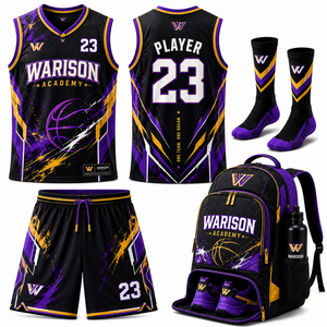 Warison Industries Customized Basketball Uniform Kit Plus Size Sleeveless Sportswear Basketball Uniform Set With Socks And Bag - Product Image 1