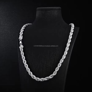 Cadena Cubana de Plata de Ley 925 con Diseño Personalizado, Incrustaciones de Moissanita de 9.7mm, Estilo Hip Hop, con Baño de Oro/Platino de 14K - Product Image 1