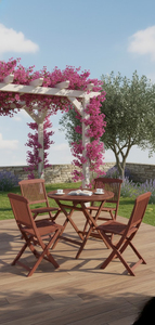Ensemble de table et chaises pliantes en bois méditerranéen avec parasol pour cour - Product Image 5