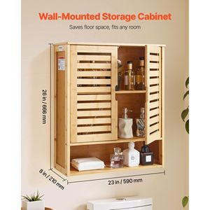 Armadietto da Bagno a Parete con 2 Ante e Ripiani Regolabili, Organizzatore Sospeso per Toilette, Contenitore per Medicinali, Mobile da Bagno a Parete - Product Image 2