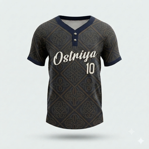 เสื้อเบสบอลชายแบบระบายอากาศ แห้งเร็ว พิมพ์ลายด้วยความร้อน คอวี แขนสั้น ปรับแต่งชื่อทีมด้านหน้า ปรับแต่งโลโก้ได้ - Product Image 6