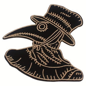Patch brodé Docteur de la Peste, thermocollant, en feutre noir et blanc, forme irrégulière, décoratif - Product Image 3