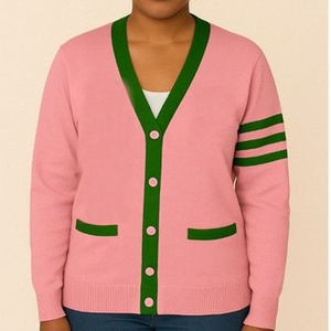 Cárdigan de Punto Verde con Cuello en V para Mujer, Cárdigan de Punto de Manga Larga, Color Verde Sólido, con Botones, OEM - Product Image 6