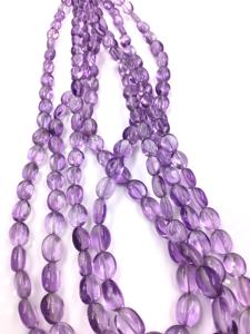 Cuentas ovaladas lisas de amatista natural para la elaboración de joyería fina, collar de piedras preciosas - Product Image 4