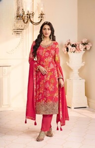 Salwar Kameez semi-couturié pour femme Chinon avec motifs numériques variés, style moderne pour fêtes, mariages et Diwali - Product Image 4