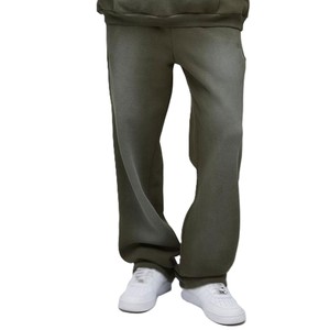 Ensemble de survêtement unisexe vert olive à capuche, coupe ample, couleur unie, 100 % coton, pour l'automne - Product Image 4