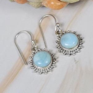 Pendientes de Plata de Ley 925 con Larimar, Joyería de Plata 925 con Cristales Azules y Diamantes de Imitación para Mujeres y Niñas - Product Image 2