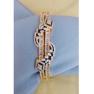 Gorgeous Premium Quality Zircon Bracelet Gold Plated <b>Charm</b> <b>Bangle</b> for Women and Girls for Wedding & Party Made of Brass - Product Image 2