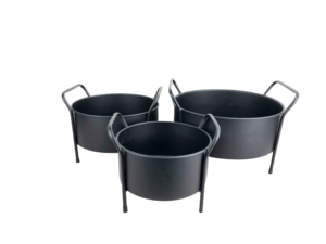 Table de jardin sur mesure de grande taille, décorative, en métal, avec seaux à fleurs artificielles, pot rond en métal avec support - Product Image 6