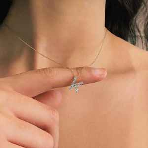 Collier en or jaune 14 carats plaqué or, diamants naturels CVD certifiés IGI, taille brillant, lettres alphabétiques, 0,6 ct, VS1, couleur F, classique, pour mariage - Product Image 6