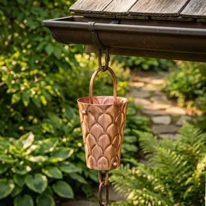 Copper Rain Chains Cup Design Decorative Outdoor Gutter Chain Water <b>Feature</b> <b>Garden</b> Home Exterior Hanging Rainwater Home Decor - Product Image 3