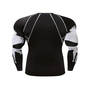 Vêtement de sport pour homme en gros, rash guard, absorbant la transpiration, séchage rapide, avec impression, modèle basique, couche de base pour la course à pied, coupe-vent - Product Image 5