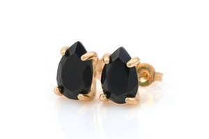 Boucles d'oreilles clous en argent sterling 925, serties de pierres précieuses en onyx noir naturel taillées en poire, classiques et simples, bijoux fins pour elle - Product Image 5