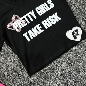 T-shirt confortable à manches courtes et col en V, coupe ample, 100% coton, impression numérique, style décontracté pour homme, rose et noir, 250 grammes - Product Image 3