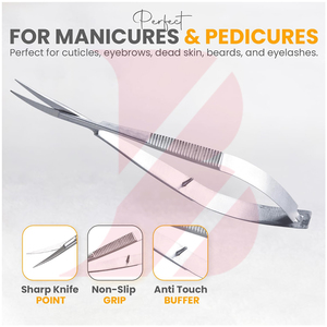 Microtijeras de color plateado con extremos dorados, instrumento de belleza de calidad premium, 5.5 pulgadas, cuchillas rectas, tijeras de belleza con resorte. - Product Image 3