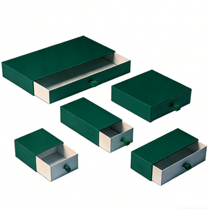 Boîtes rigides en papier style tiroir vertes avec fermeture magnétique pour cadeaux et travaux manuels - Product Image 2