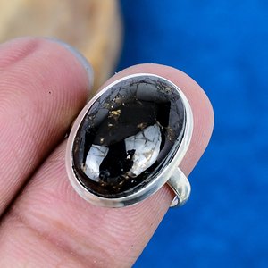 Handmade Shungite Oval Shape Gemstone <b>Ring</b> 925 Sterling <b>Silver</b> - Product Image 3
