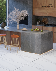 Azulejos de porcelana vitrificada esmaltada premium de 600x1200 mm, color gris Binaka - Acabado mate, grado A A A+, 60x120 cm, para paredes y suelos. - Product Image 3