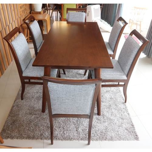 Ensemble de table à manger rectangulaire en bois de noyer moderne pour 6 personnes, pour hôtel et salon - Product Image 4