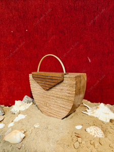 Bolso de mano de lujo de madera con asa semicircular de latón, bolso de mano de diseñador para fiestas, bodas y eventos nocturnos. - Product Image 3