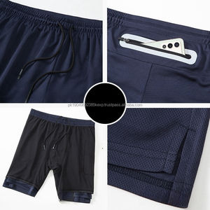 Venta al por mayor 2 en 1 Jogger Shorts Mens Gym Workout Short Running Shorts con bolsillo interior del teléfono Pantalones cortos deportivos de compresión para hombres - Product Image 6