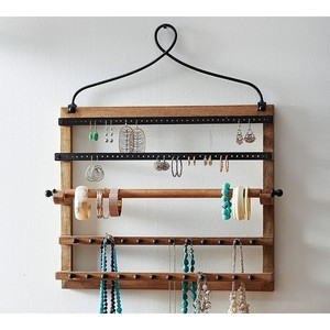 Mango Wood Minimalist Jewelry Organizer Wall Mount - Wholesale Home Dcor - Product Image 2