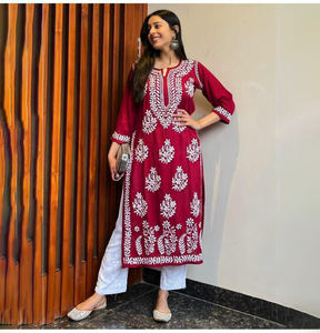 Conjunto de Kurta Plazzo bordado con estampado de ropa india y paquistaní listo para usar para mujer con talla grande disponible - Product Image 1