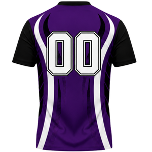 Maillot de volley-ball sublimé violet et noir à manches courtes pour performance sportive, tenue de match pour équipe athlétique - Product Image 2