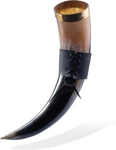 Support de corne de bière Viking authentique fait à la main Décoration de nourriture nordique médiévale Art indien exotique Gravé à la main Design Artisanat naturel - Product Image 5