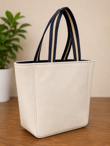 Eco-Friendly Lightweight <b>Canvas</b> Tote <b>Bag</b> with <b>Large</b> Capacity Open Closure Shoulder Handle for Casual Beach Shopping (Women) - Product Image 4