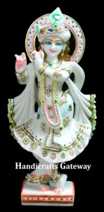 Fait Main de marbre Krishna Idole Sculpture - Product Image 6