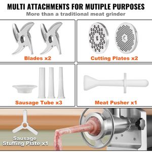 Tritacarne Elettrico da 1100W con Capacità di 450 Kg/Ora, Insaccatrice per Salsicce Professionale, Tritacarne Elettrico per Uso Intensivo - Product Image 4