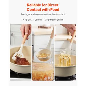 Set di 34 Utensili da Cucina Resistenti al Calore fino a 428 Fahrenheit, Spatole in Silicone, Cucchiai e Paletta in Legno con Supporto - Product Image 5
