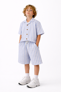 Conjunto de 2 Piezas para Niños, Conjunto Casual de Verano de Algodón y Lino para Niños - Product Image 1