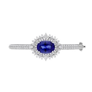 Oval Tanzanite <b>Bangle</b> <b>Bracelet</b> Simple Classic Design 925 Sterling Silver Luxury Vintage IGI Certified Women's Elegant Jewelry - Product Image 2