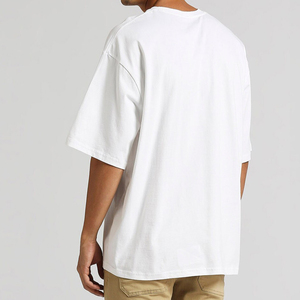 T-shirt à manches courtes pour homme, imprimé V lumineux sur le devant, col roulé tricoté décontracté sur le dos, coupe classique, 100 % coton respirant, gris et noir - Product Image 3
