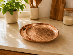 Ensemble de 100 assiettes de dîner rondes en cuivre martelé, sans BPA, faites à la main, style minimaliste, pour la décoration de cuisine - Product Image 4