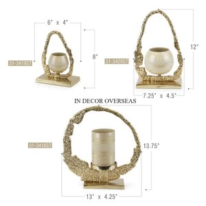 Customized Size And Logo Available Brass Candle Stand With Leaf Design For Home Hotel Living Room <b>Table</b> Decoration Model - Product Image 1
