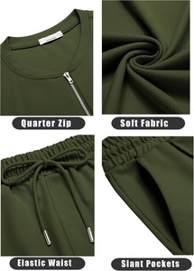 Conjunto de Verano para Hombre, Camiseta de Punto con Media Cremallera y Pantalones Cortos a Juego, Ligero, Transpirable, 100% Poliéster, Venta al Por Mayor de Fábrica - Product Image 5